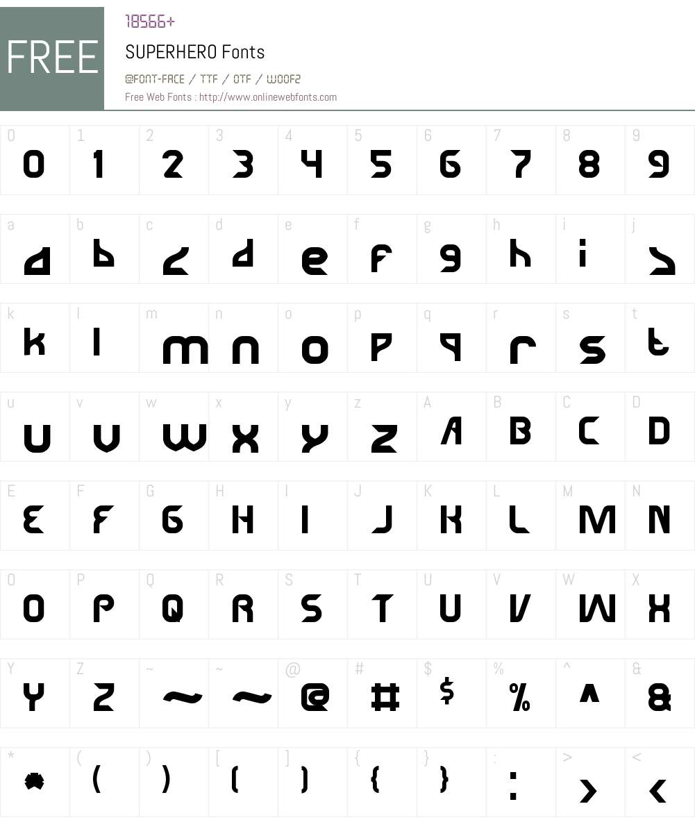 SUPERHERO Font Screenshots