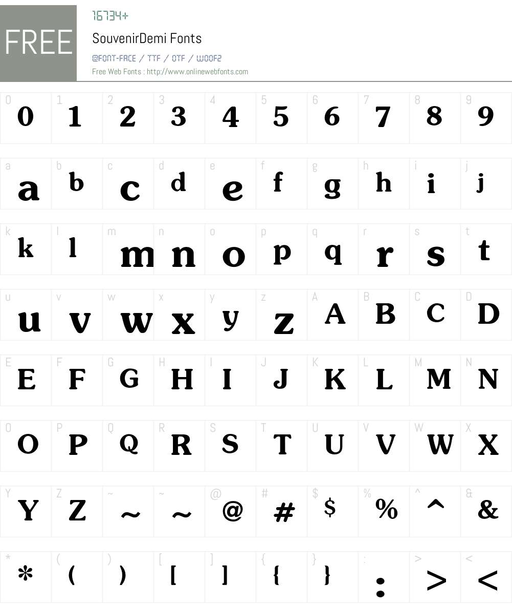 Souvenir Font Screenshots