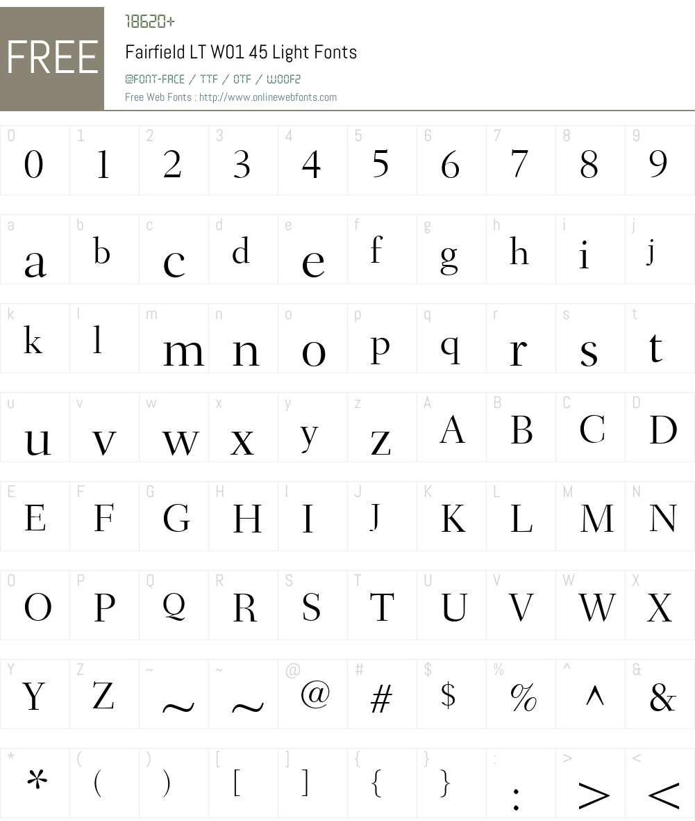 FairfieldLTW01-45Light Font Screenshots
