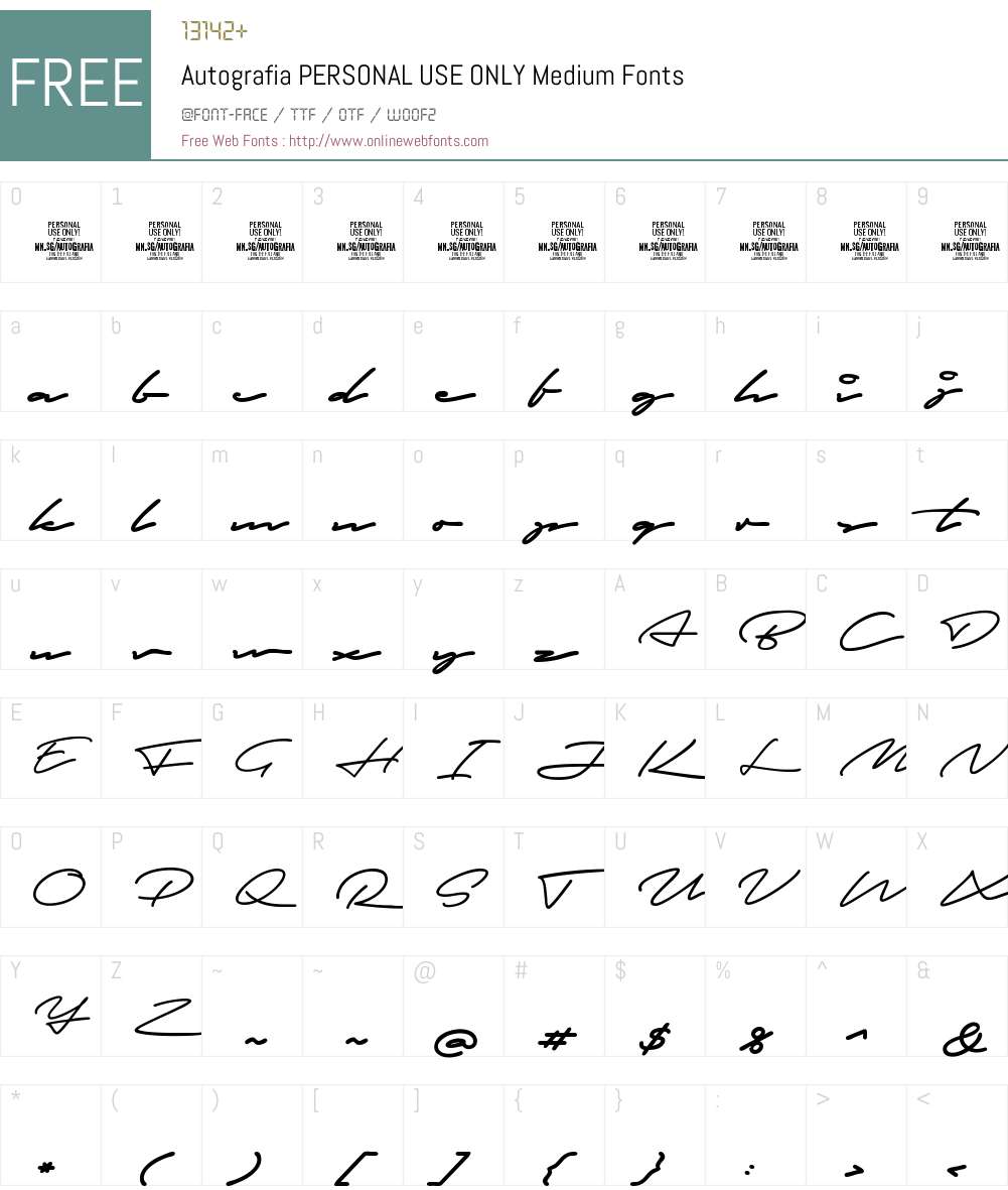 Autografia PERSONAL USE ONLY Medium 1.000;FEAKit 1.0 Fonts Free ...