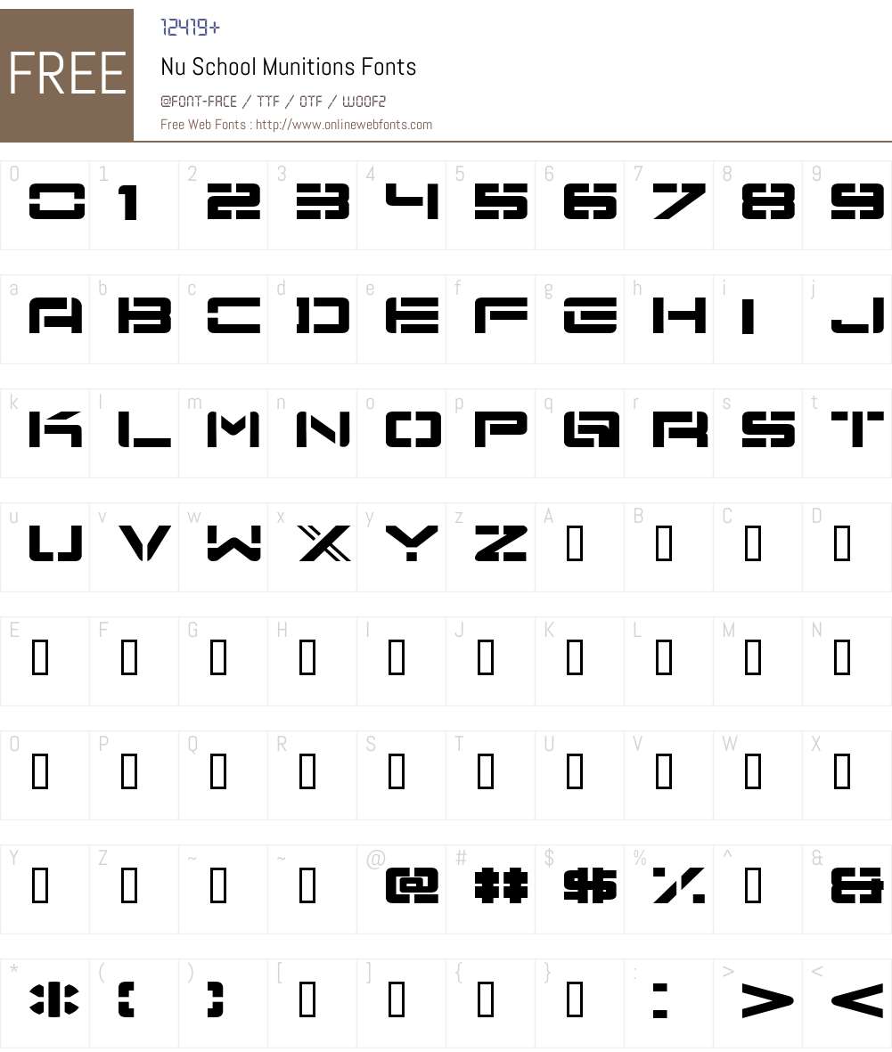 Nu School Munitions Font Screenshots