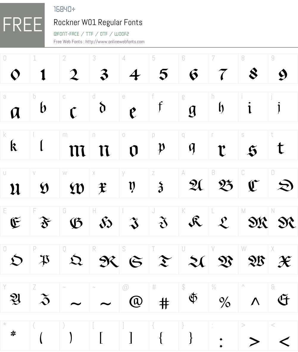 RocknerW01-Regular Font Screenshots