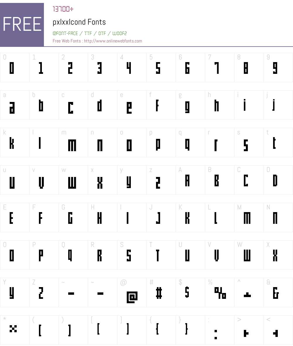 pxlxxlcond Font Screenshots