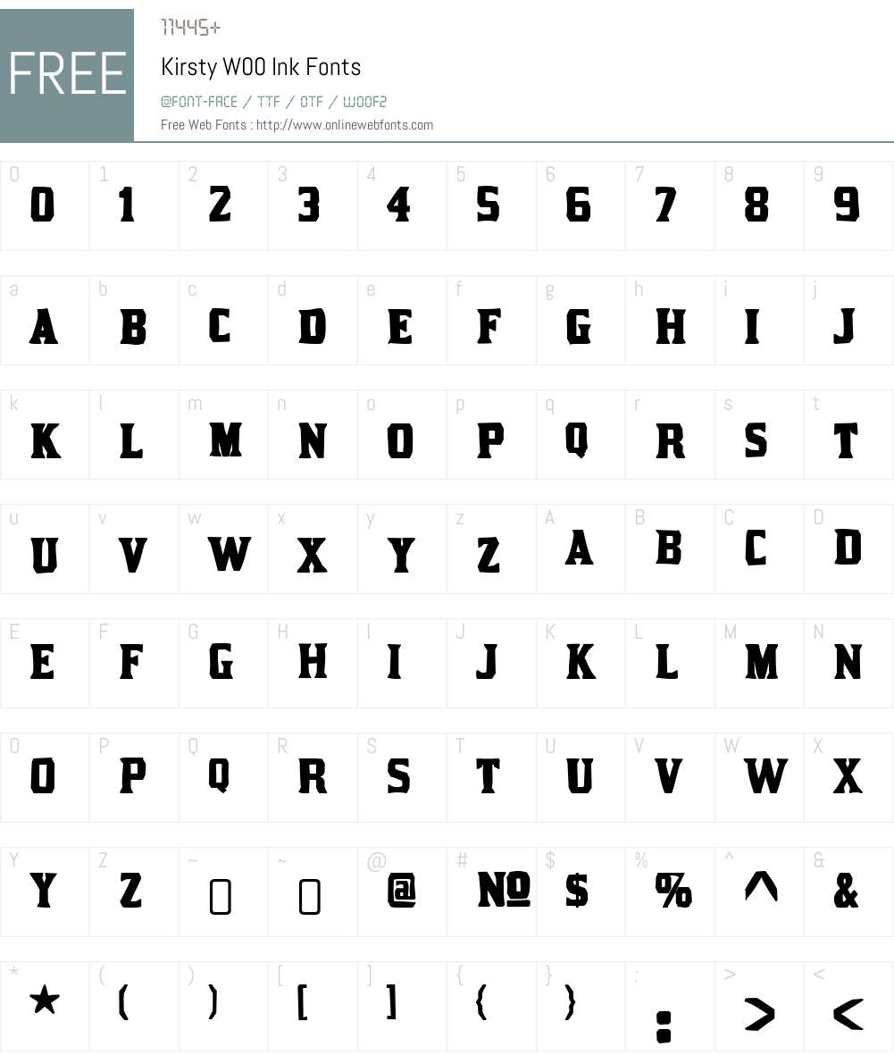 KirstyW00-Ink Font Screenshots