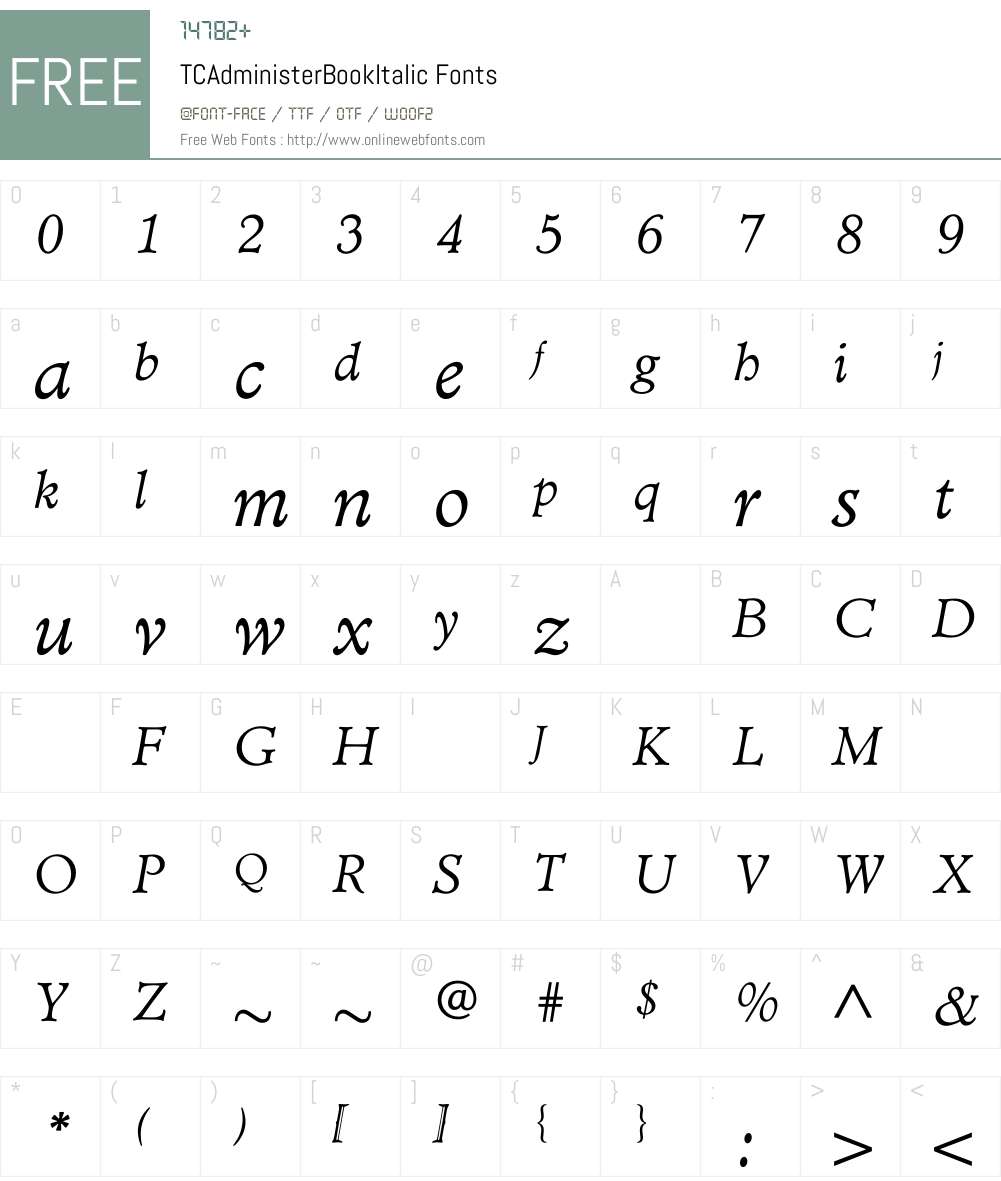 TCAdministerBookItalic Font Screenshots