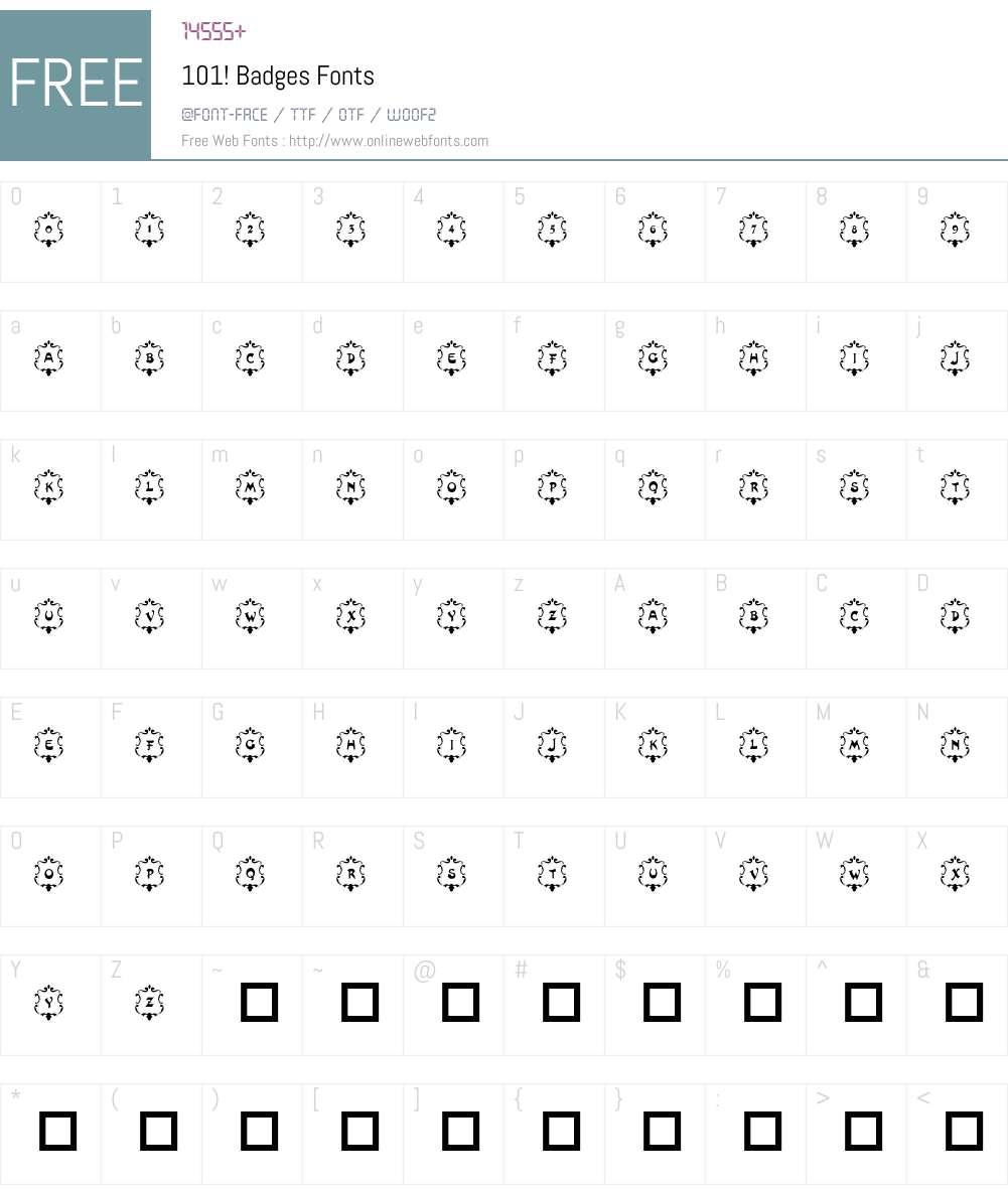 101! Badges Font Screenshots