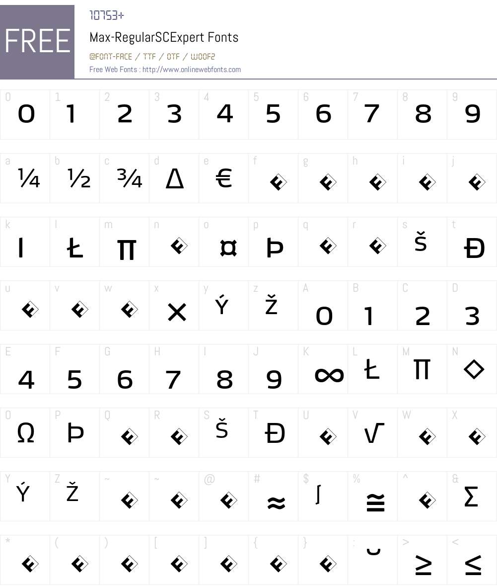 Max-RegularSCExpert Font Screenshots