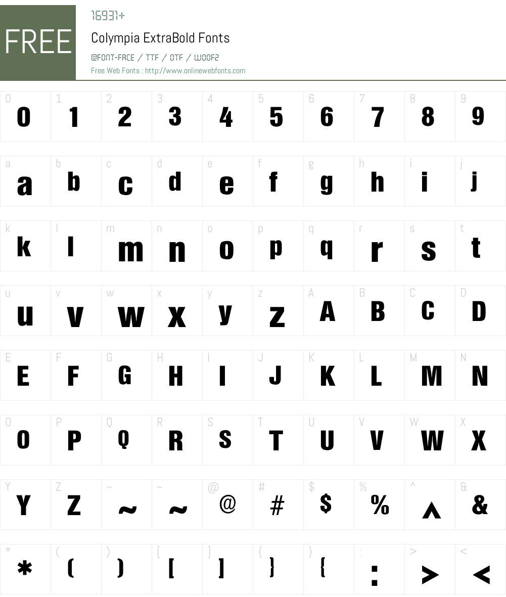Colympia Font Screenshots