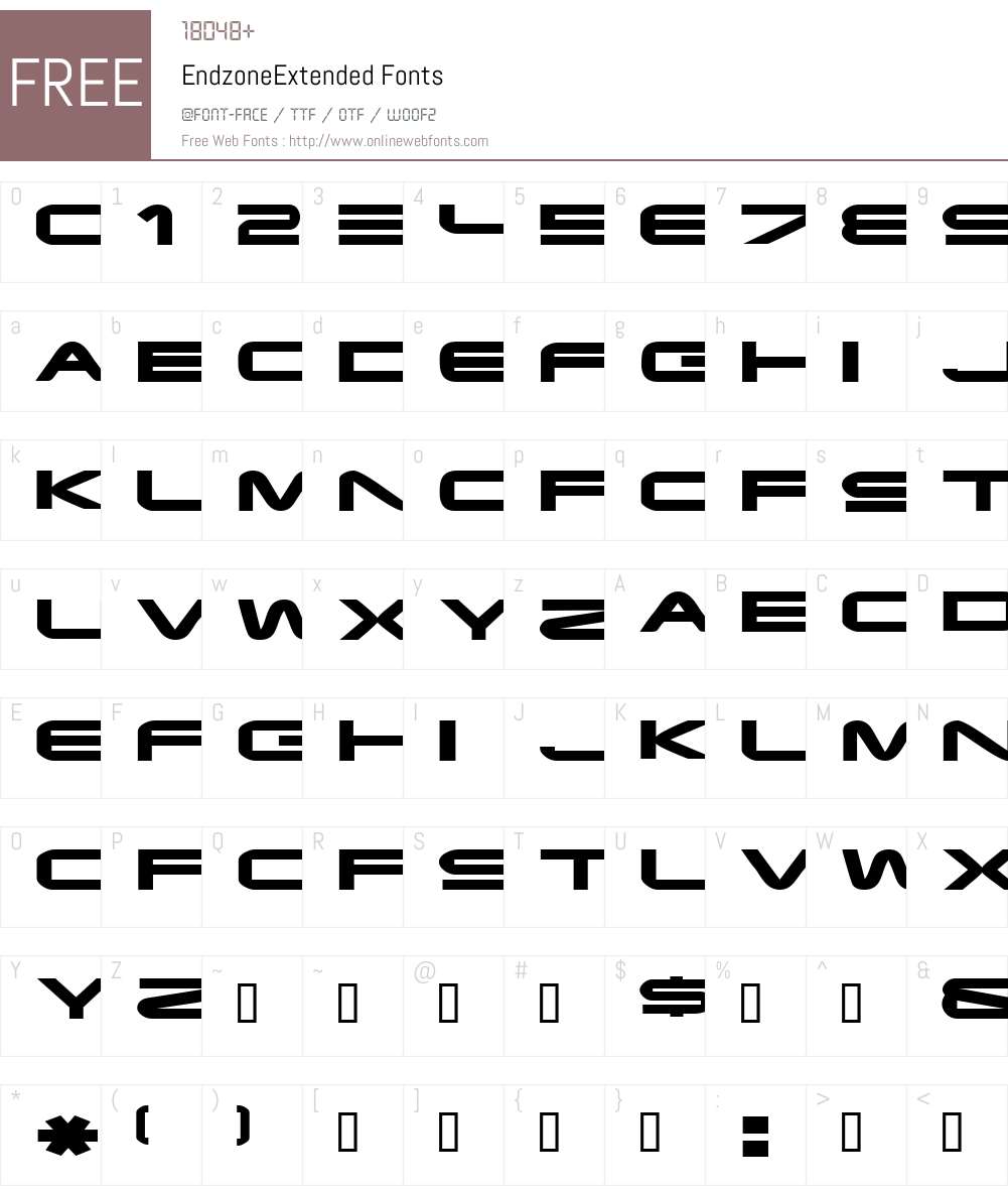 EndzoneExtended Font Screenshots