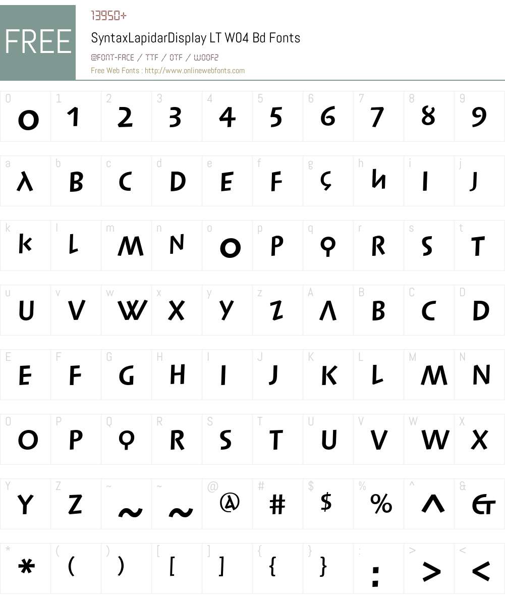 Linotype Syntax Lapidar Display Font Screenshots