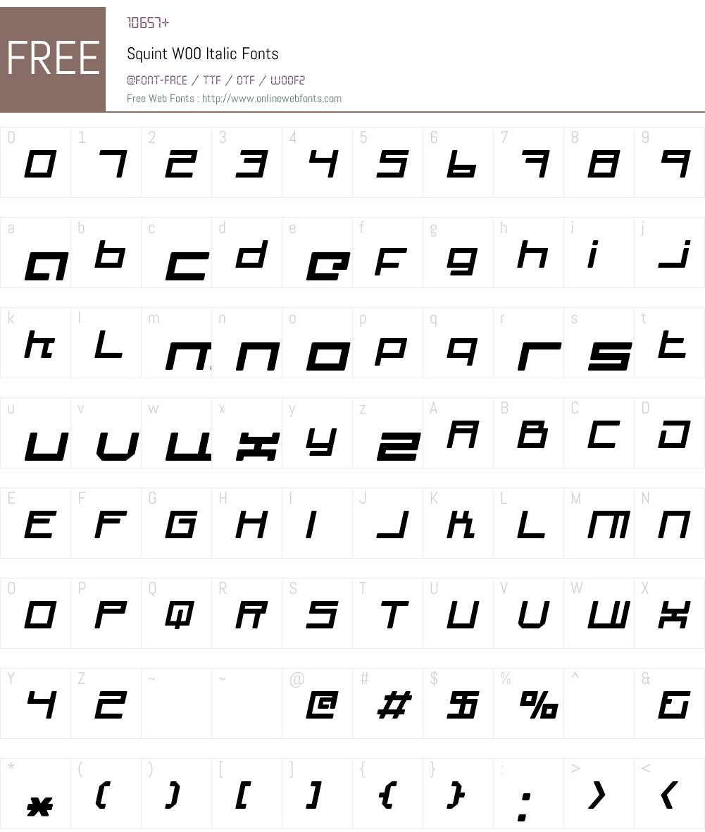 SquintW00-Italic Font Screenshots
