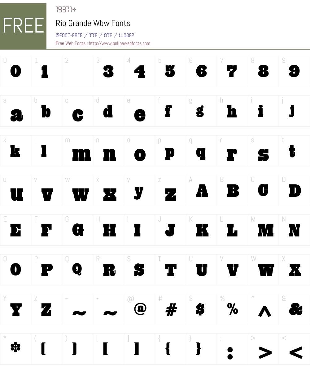Rio Grande Wbw Font Screenshots