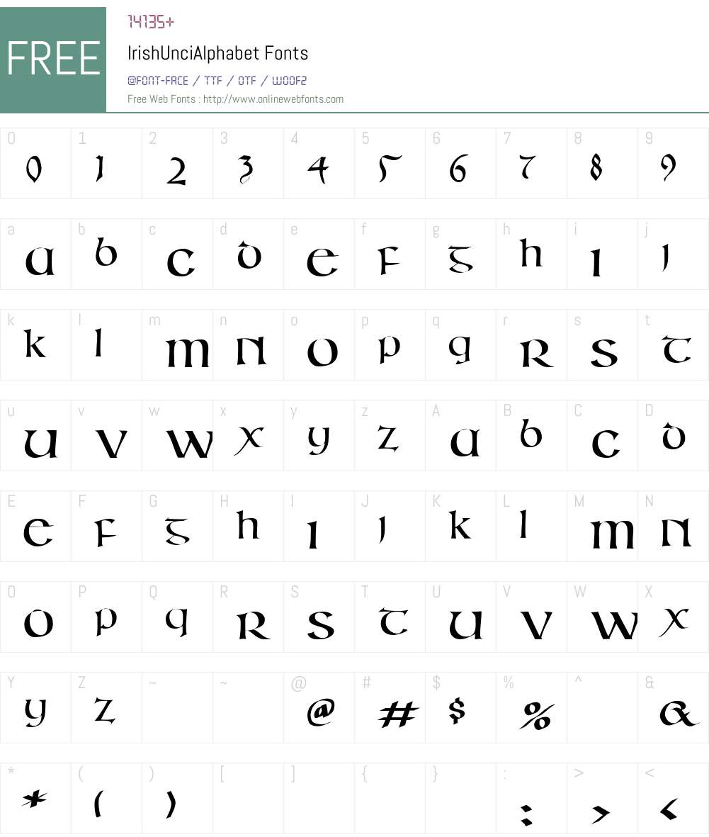 IrishUnciAlphabet Font Screenshots
