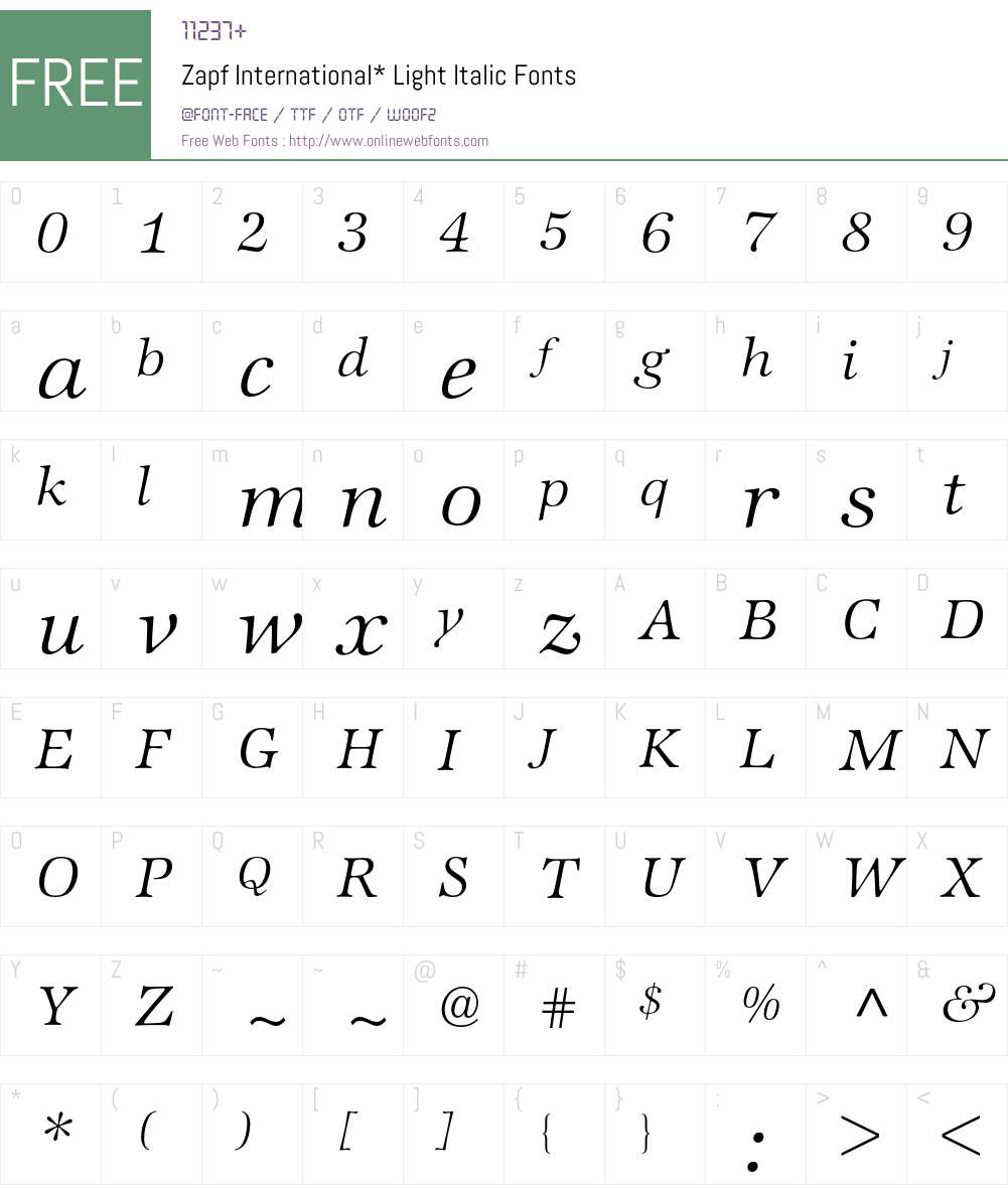 Zapf International BQ Font Screenshots