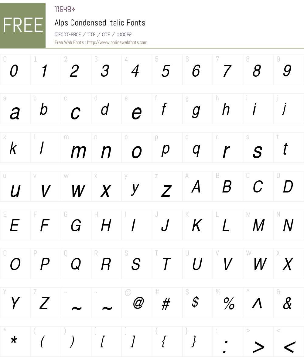 Alps Condensed Font Screenshots