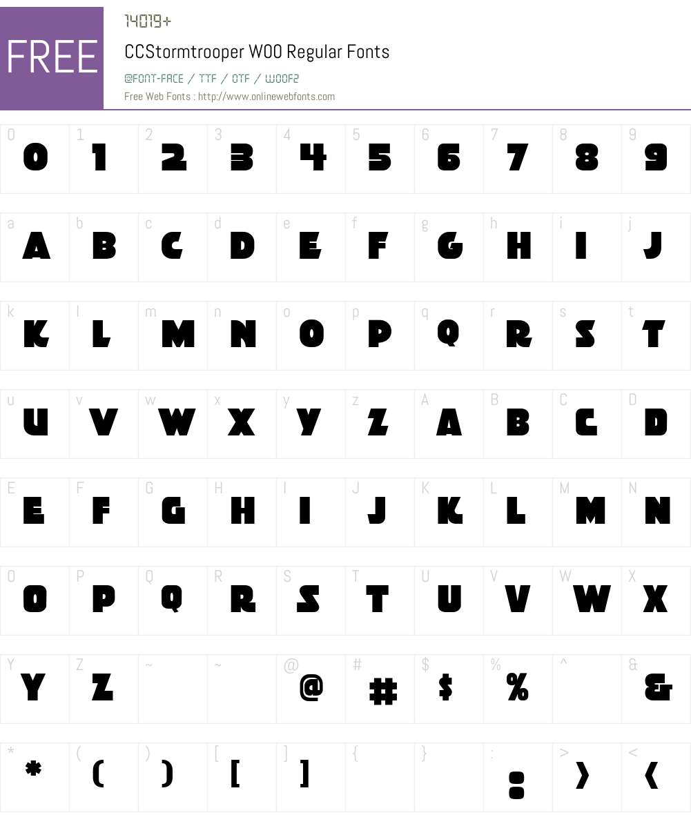 CCStormtrooperW00-Regular Font Screenshots