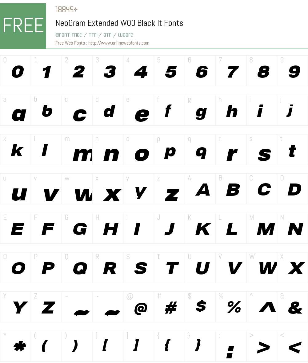 NeoGramExtendedW00-BlackIt Font Screenshots