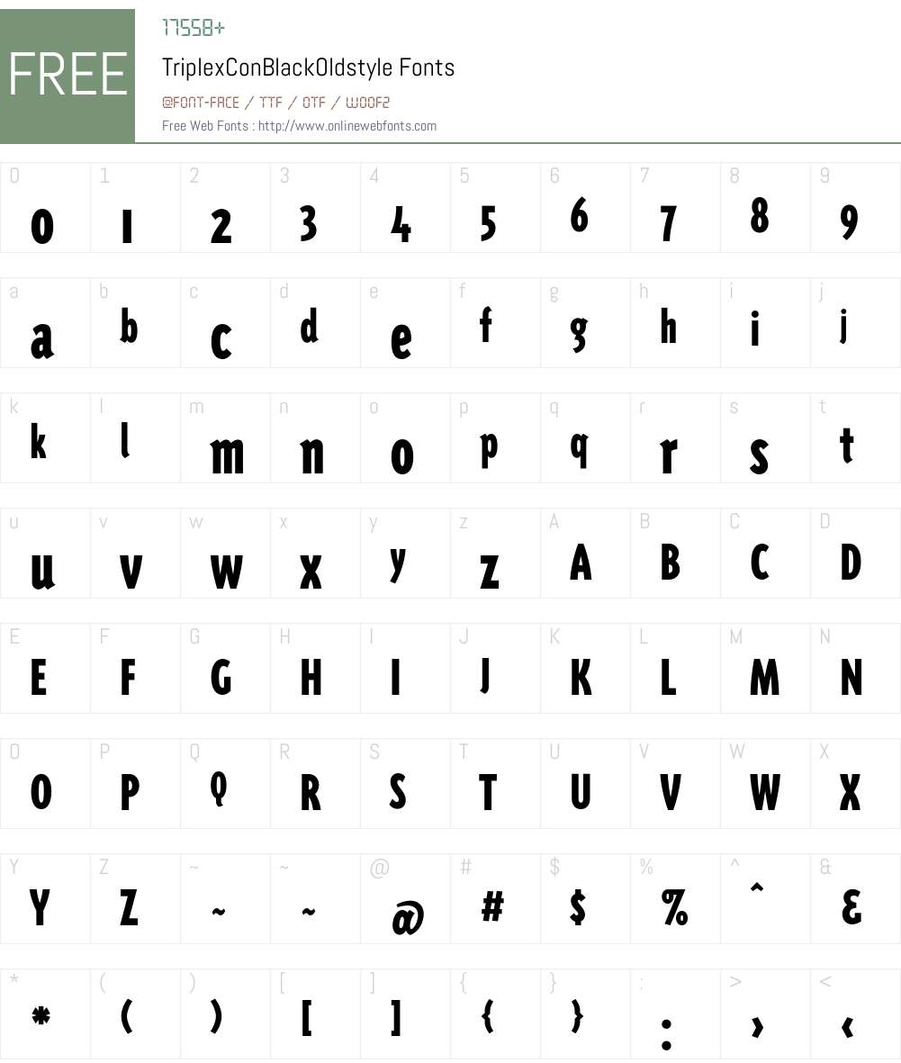 TriplexConBlackOldstyle Font Screenshots