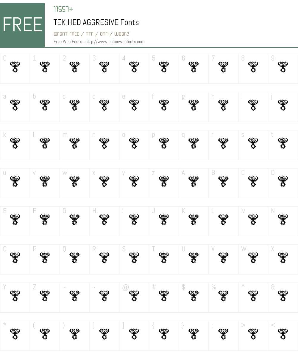TEK HED AGGRESIVE Font Screenshots