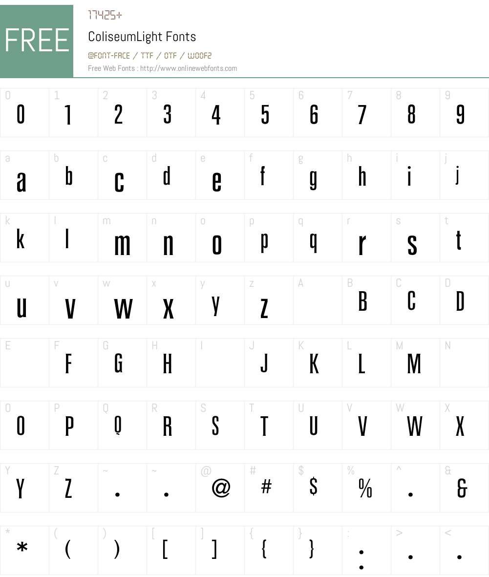 ColiseumLight Font Screenshots