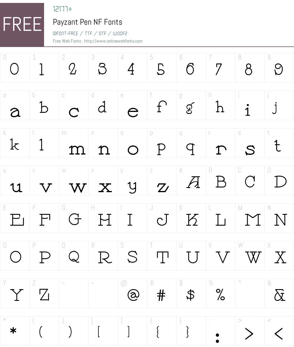 Payzant Pen NF Font Screenshots