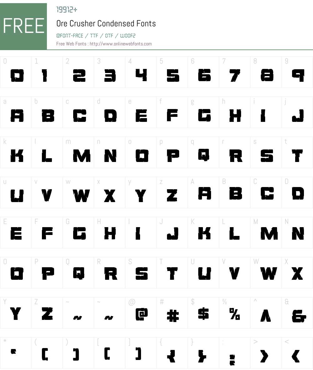 Ore Crusher Condensed Font Screenshots