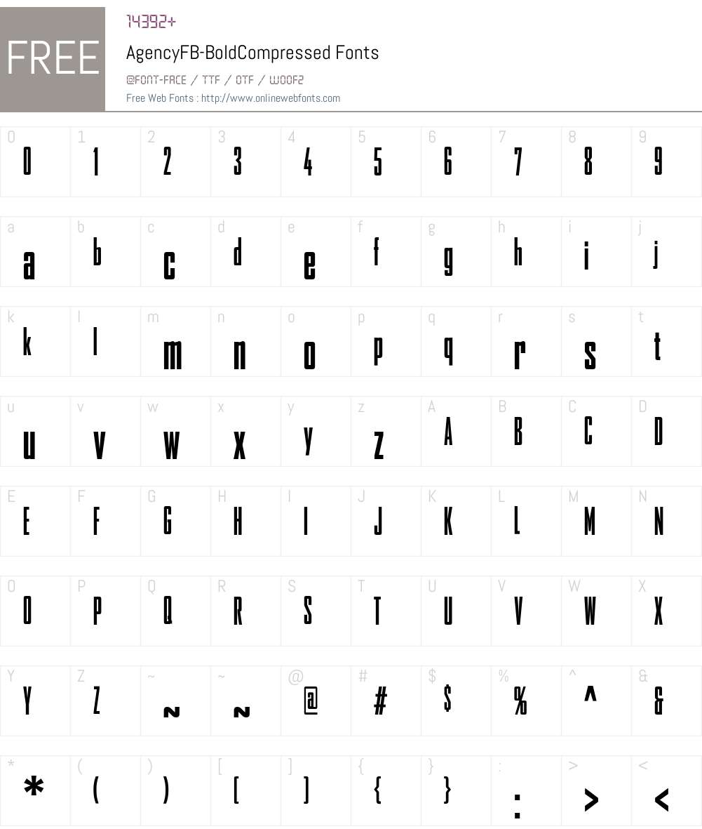 AgencyFB Font Screenshots