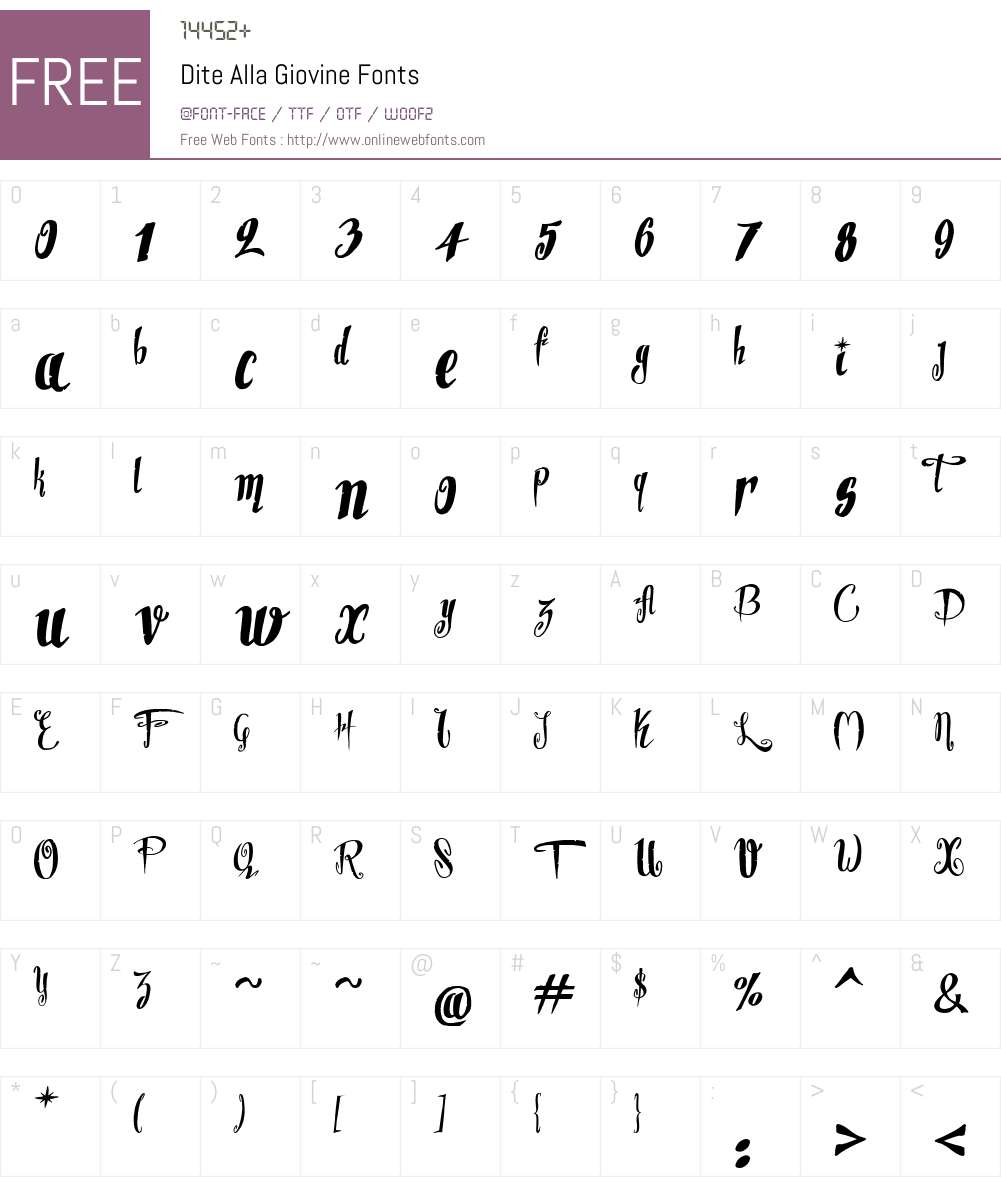 Dite Alla Giovine Font Screenshots