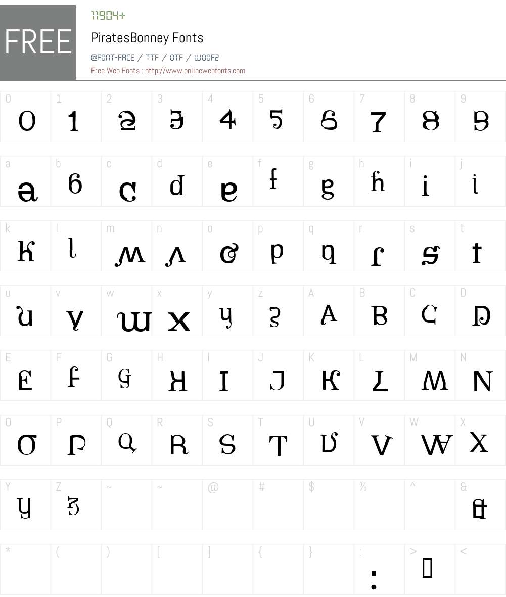 PiratesBonney Font Screenshots
