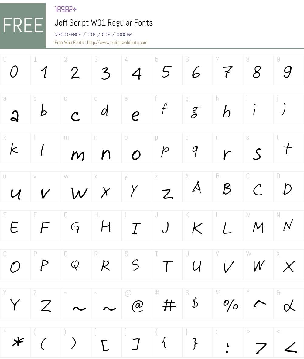 JeffScriptW01-Regular Font Screenshots