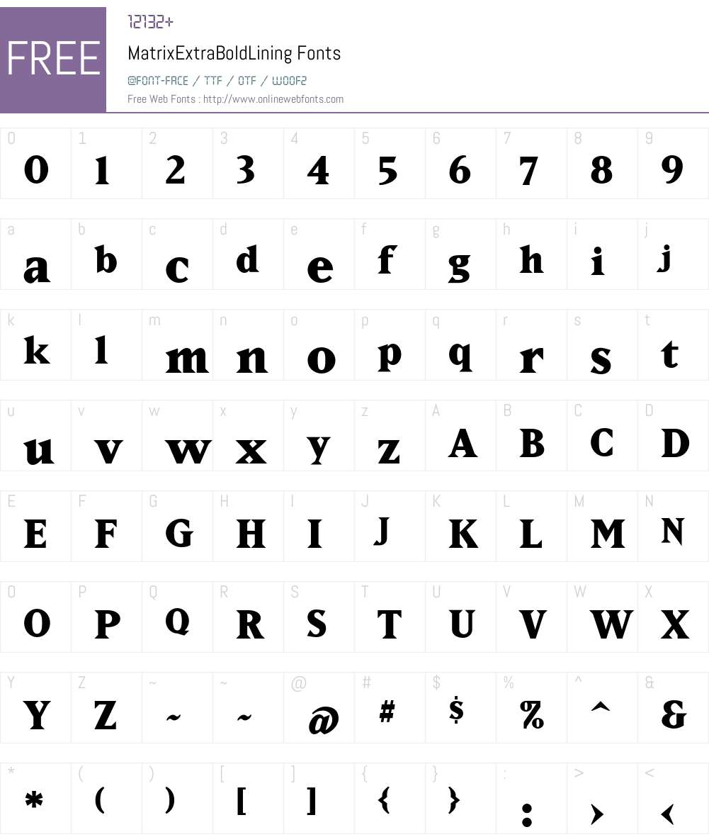 MatrixExtraBoldLining Font Screenshots