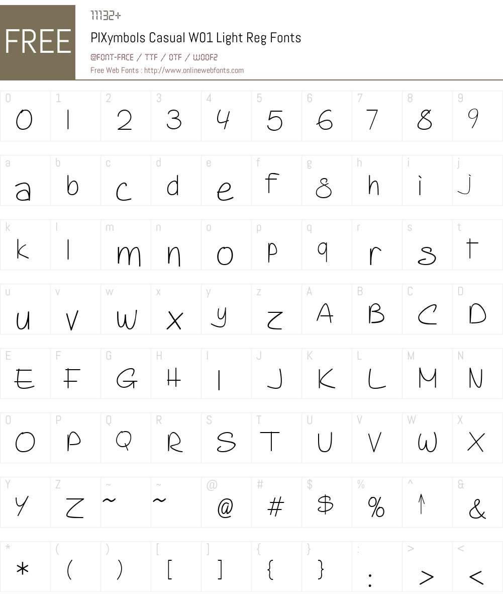 PIXymbolsCasualW01-LightReg Font Screenshots