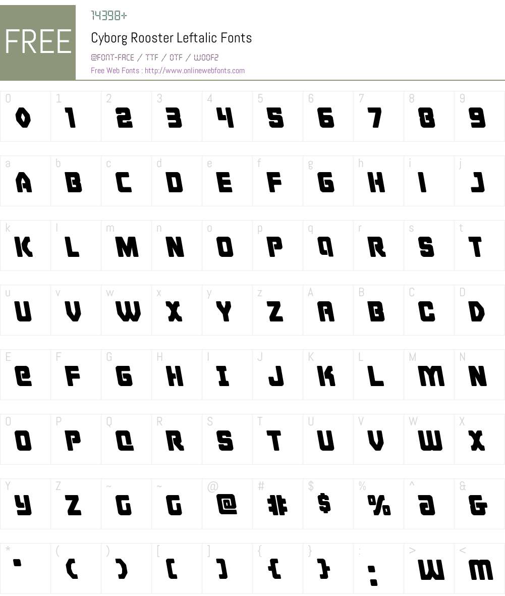 Cyborg Rooster Leftalic Font Screenshots