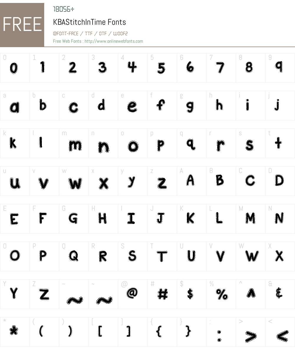 KBAStitchInTime Font Screenshots