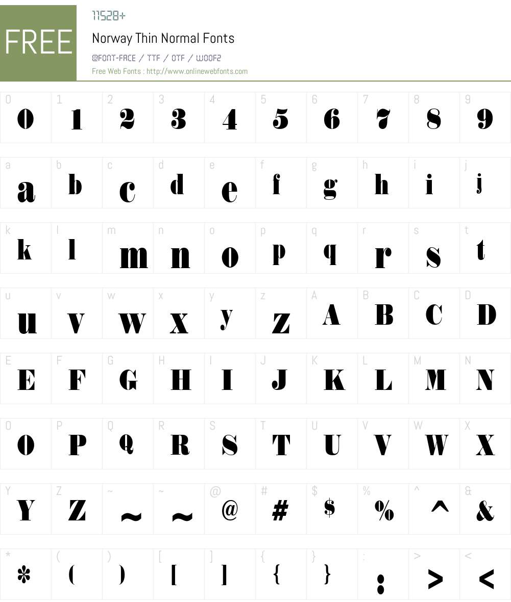 Norway Thin Font Screenshots