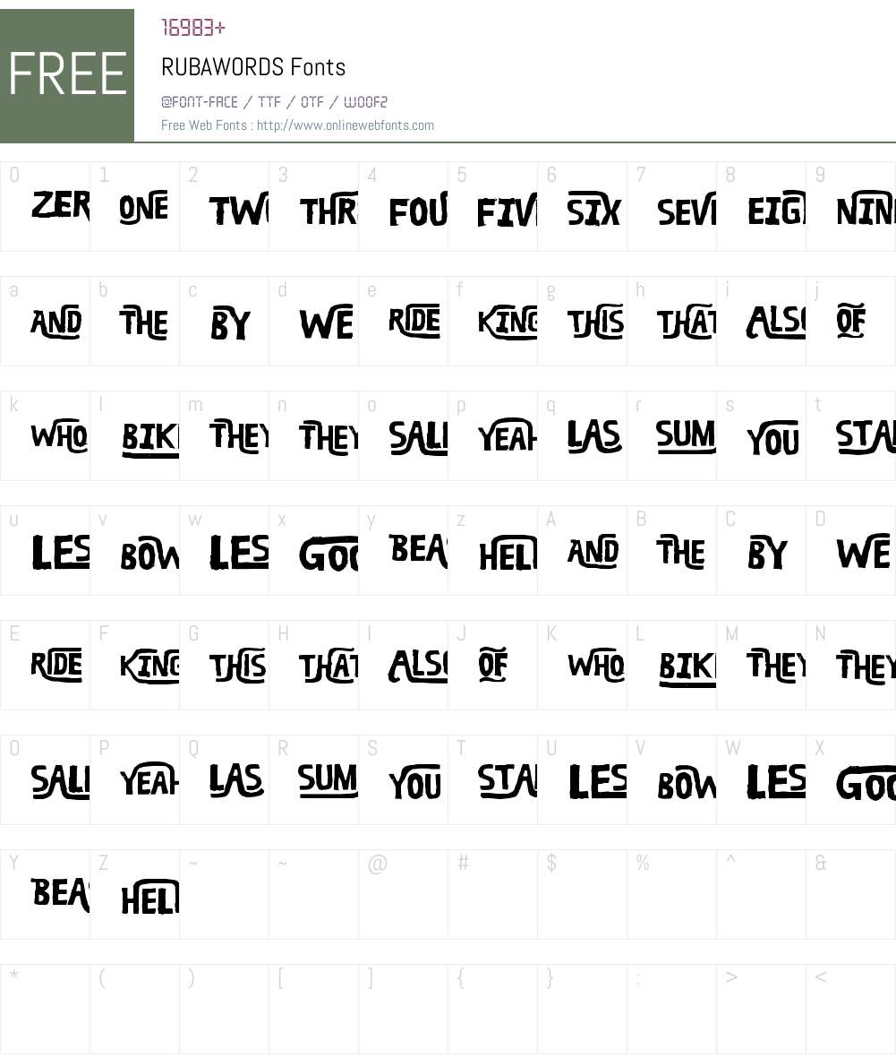 RUBA WORDS Font Screenshots