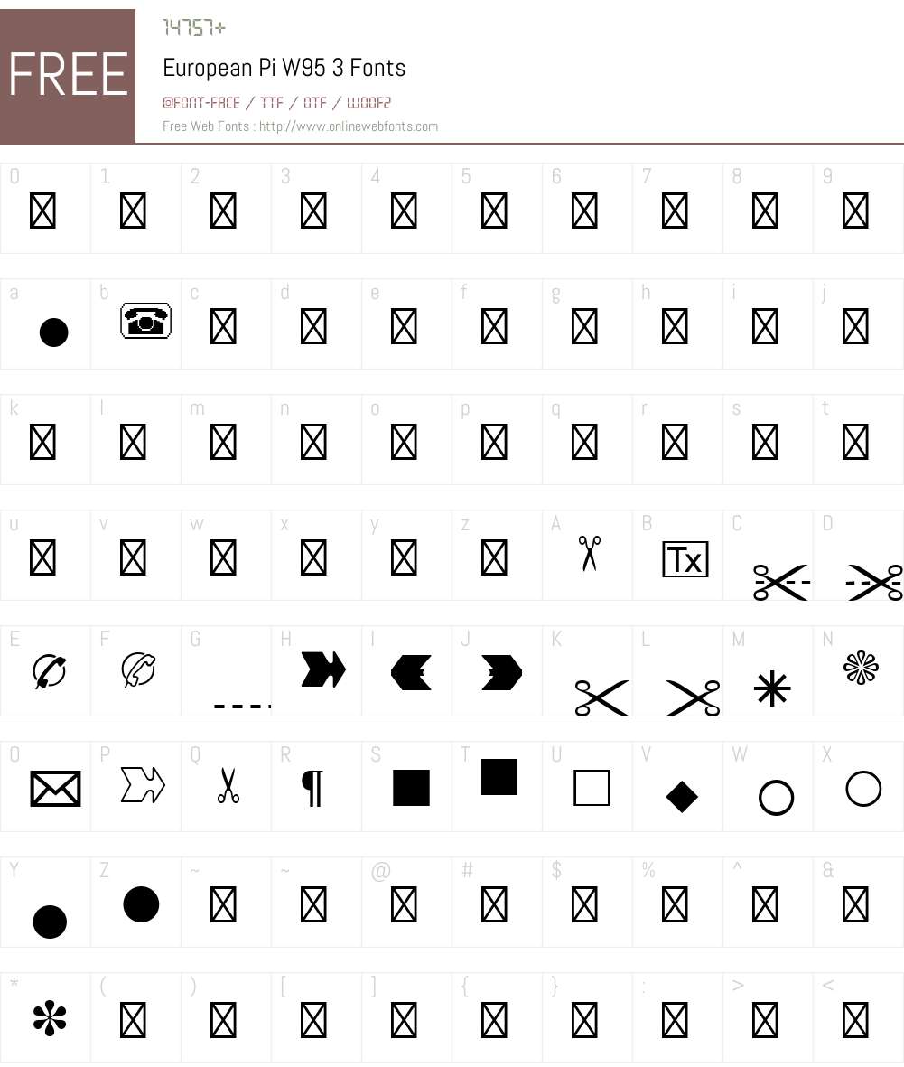 EuropeanPiW95-3 Font Screenshots