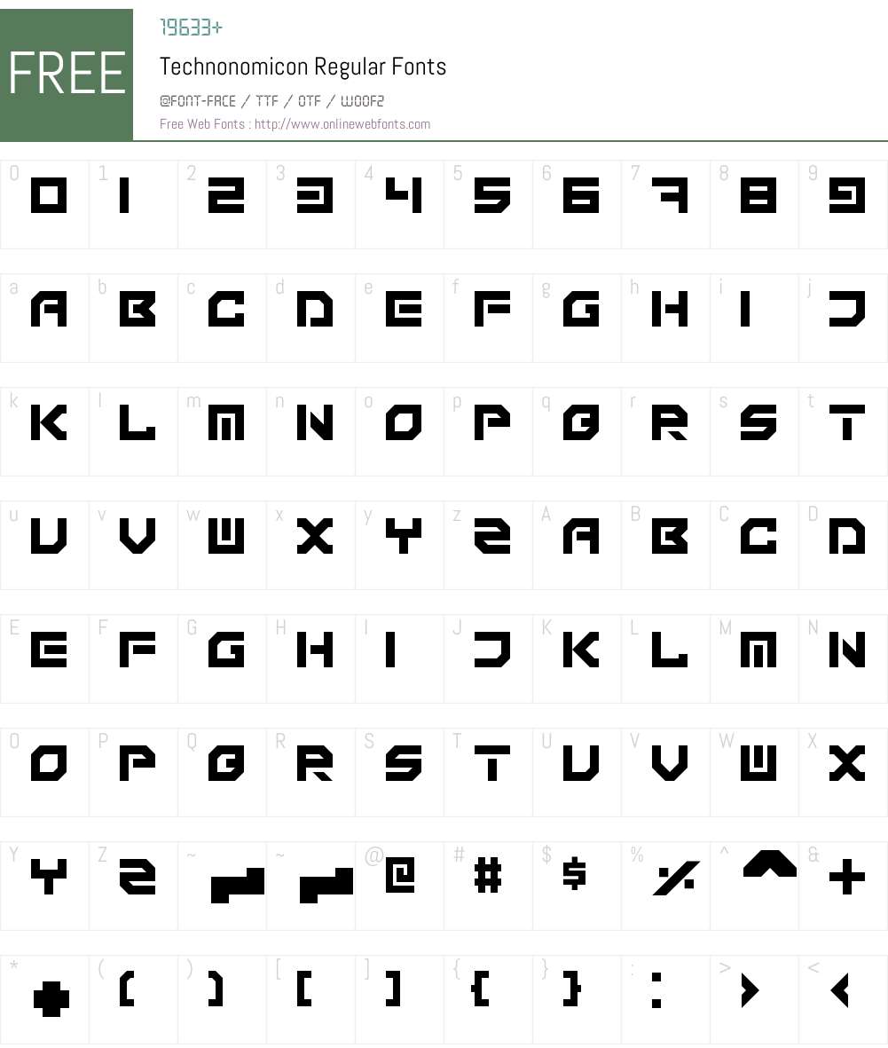Technonomicon Font Screenshots