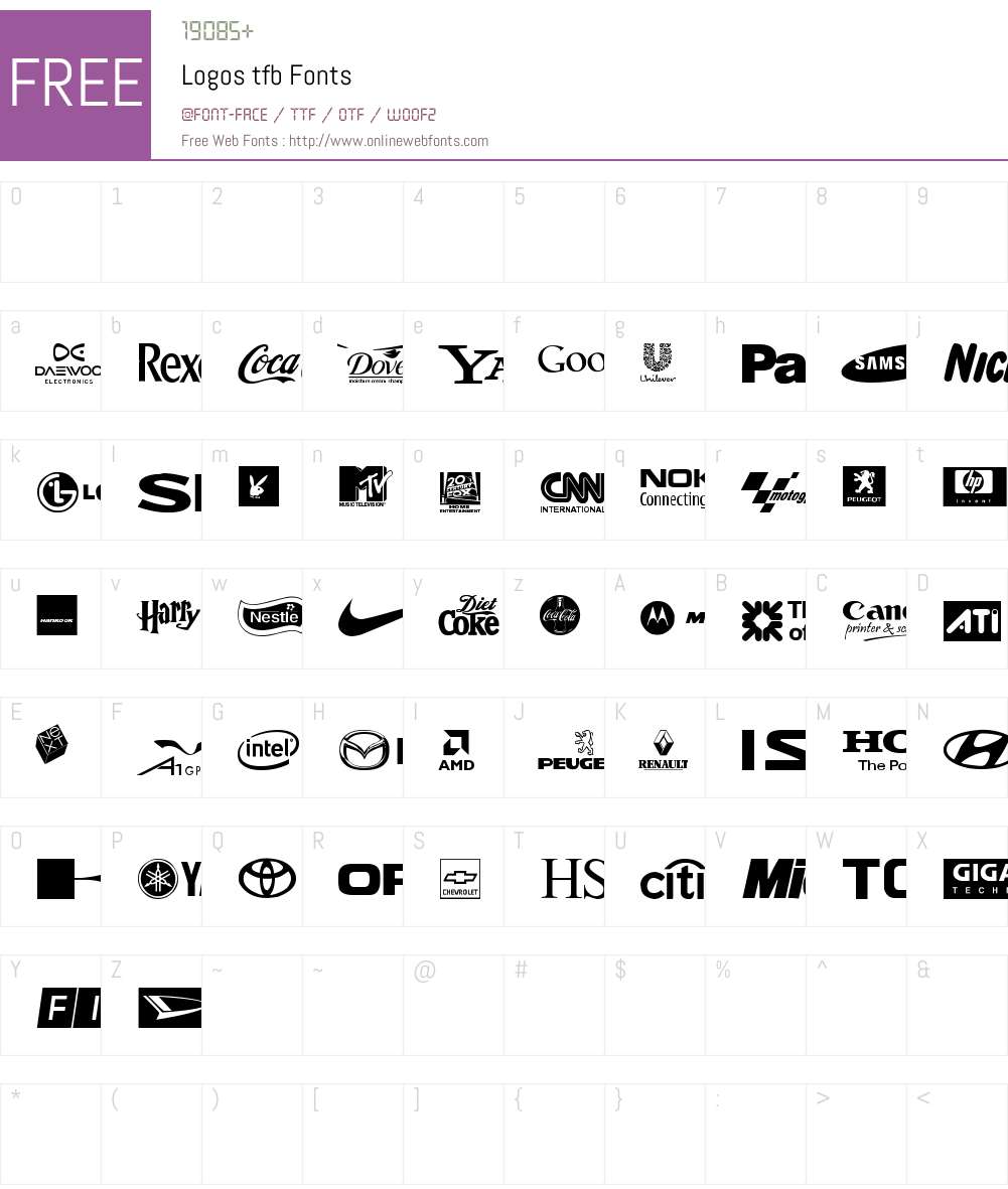 Logos tfb Font Screenshots
