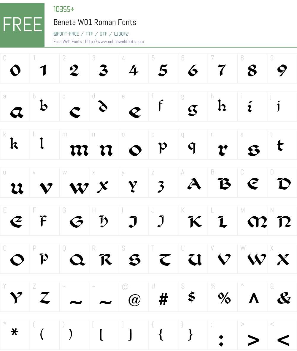 BenetaW01-Roman Font Screenshots