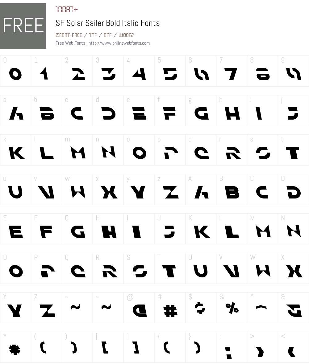 SF Solar Sailer Font Screenshots