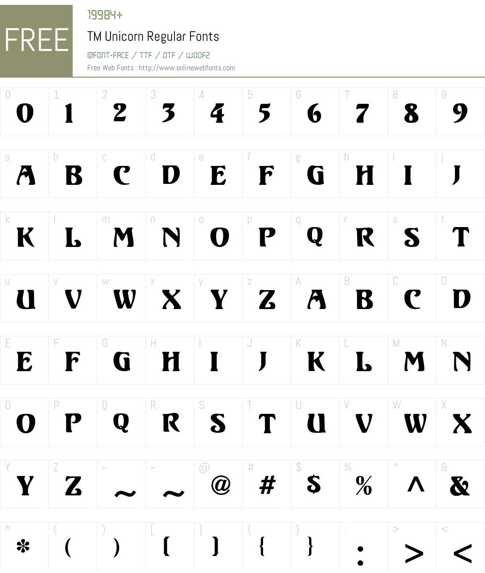 TM Unicorn Font Screenshots