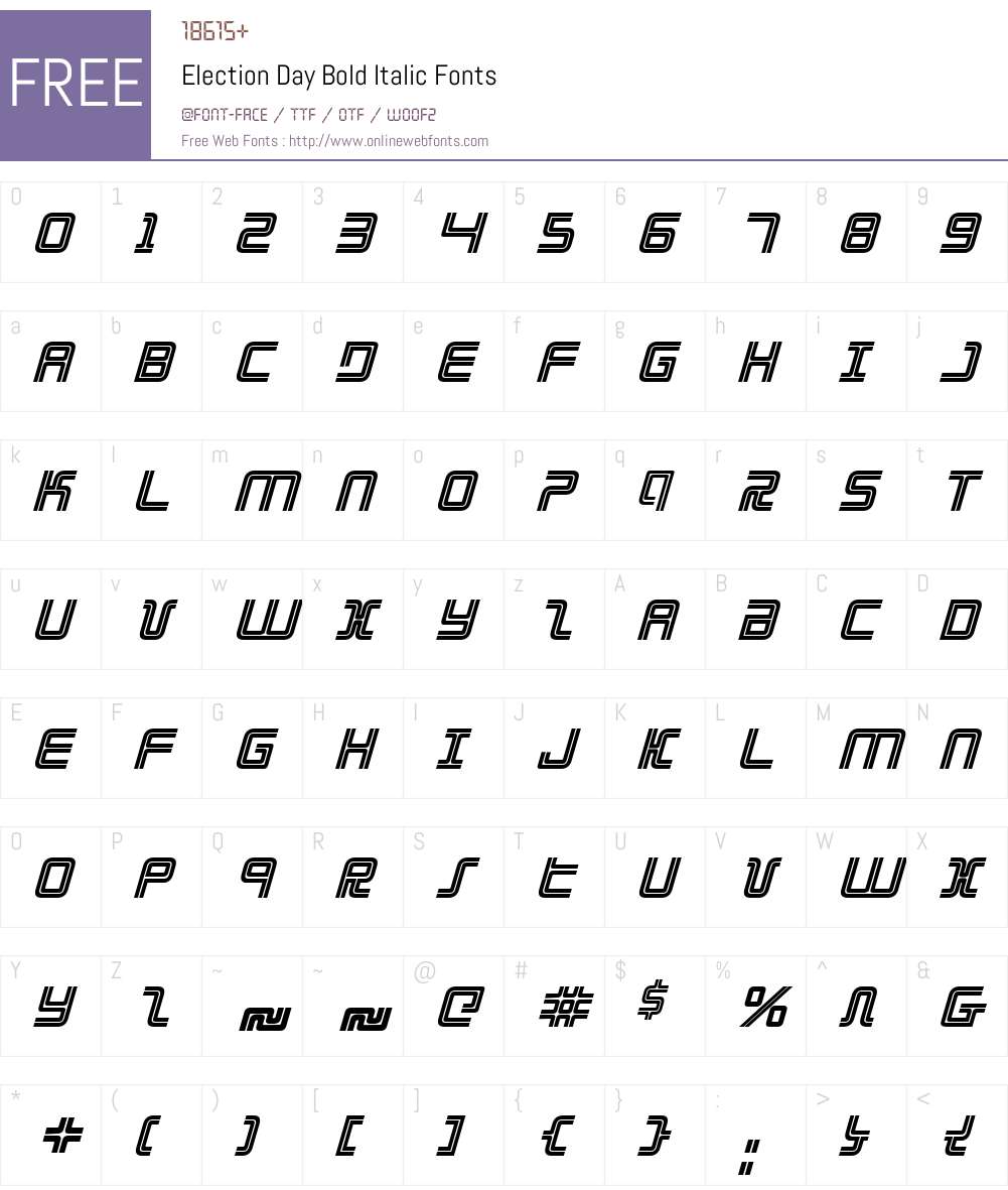 Election Day Bold Italic Font Screenshots