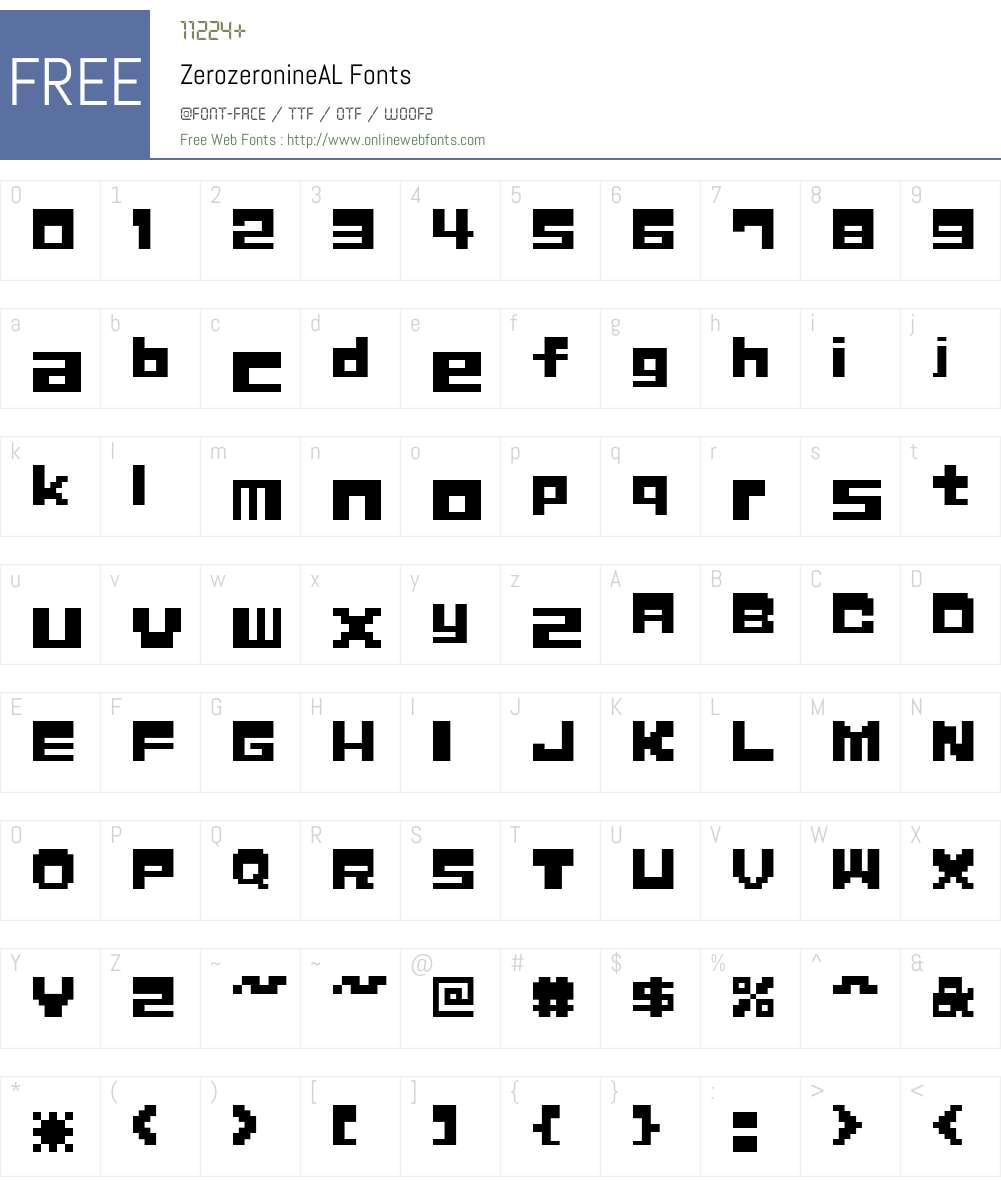 ZerozeronineAL Font Screenshots