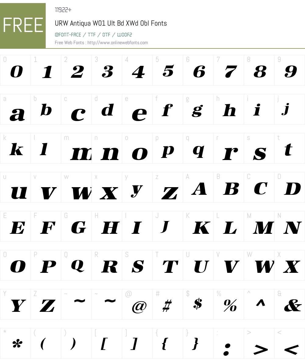 URWAntiquaW01-UltBdXWdObl Font Screenshots