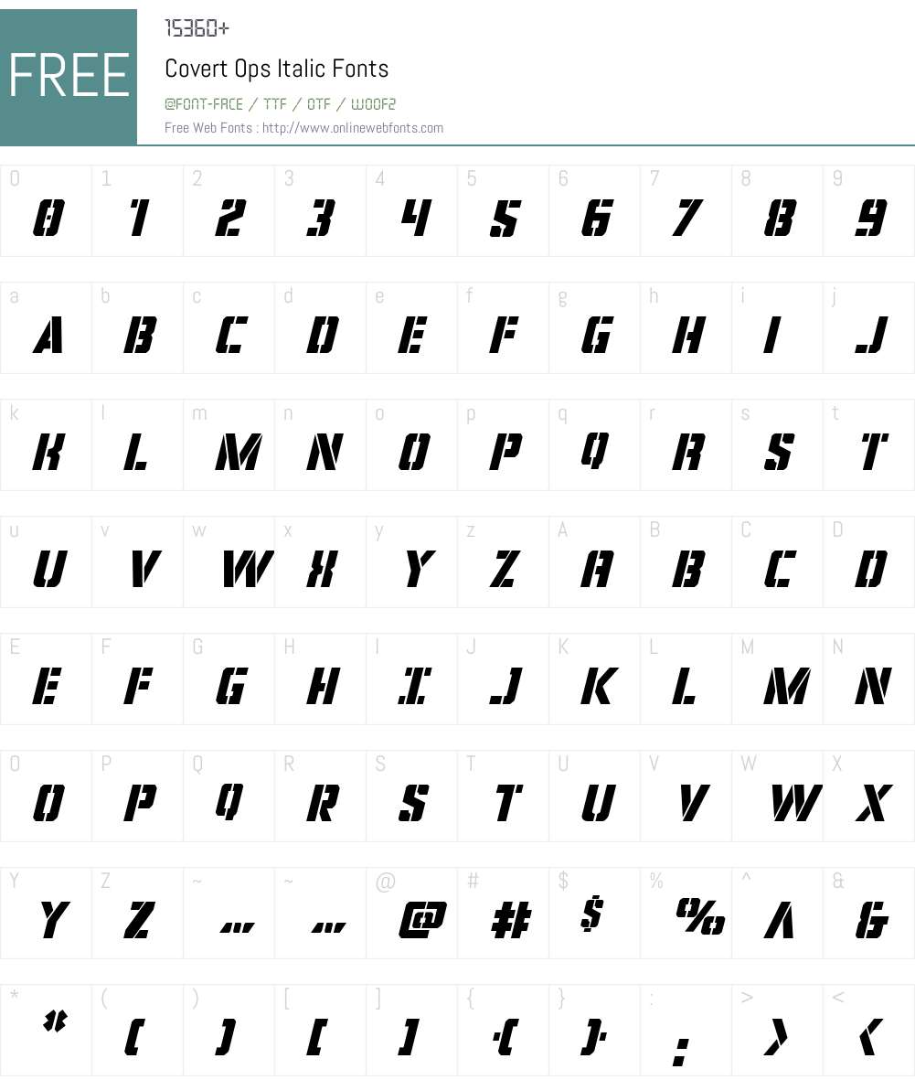 Covert Ops Italic Font Screenshots