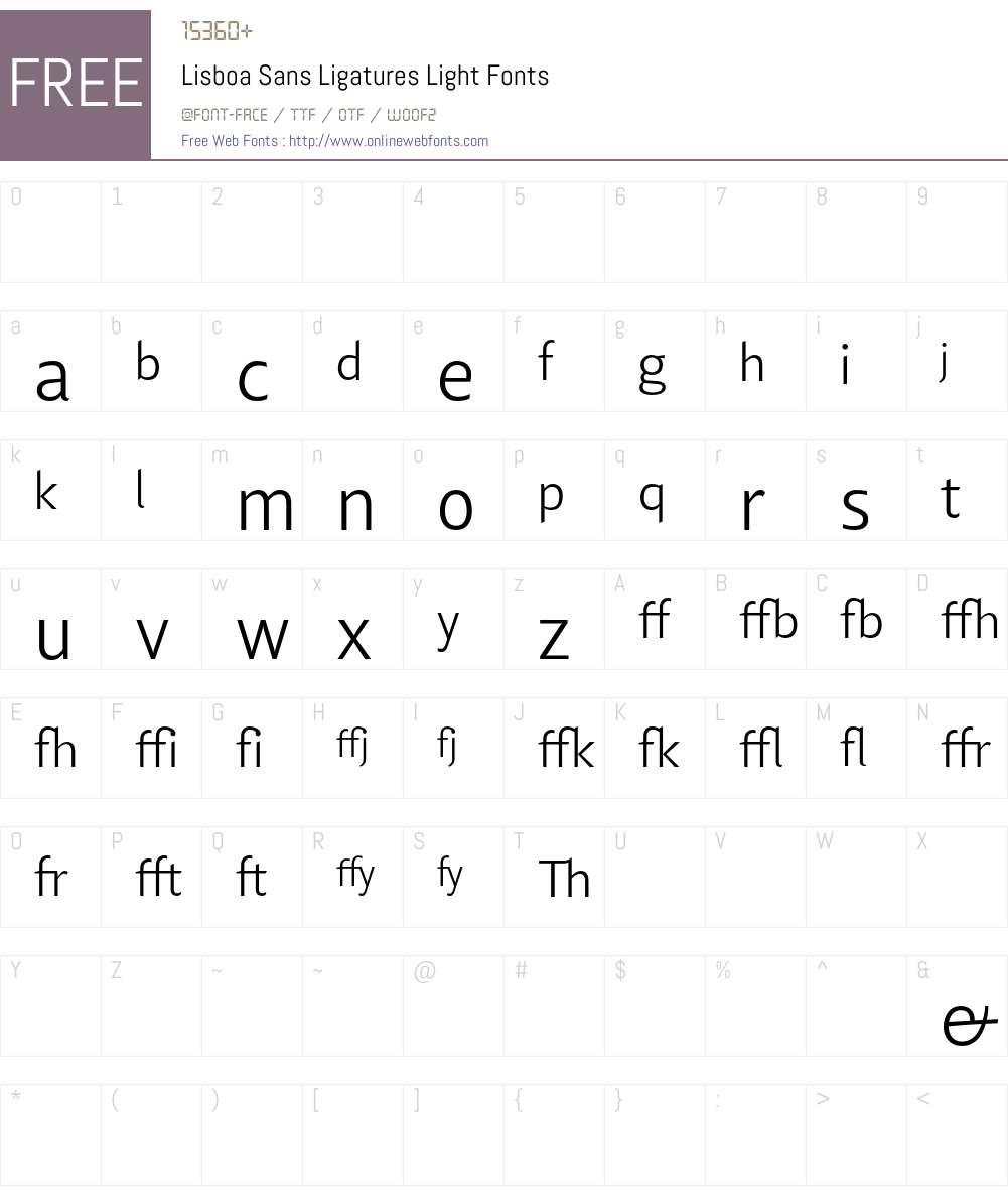 Lisboa Sans Ligatures Light Font Screenshots