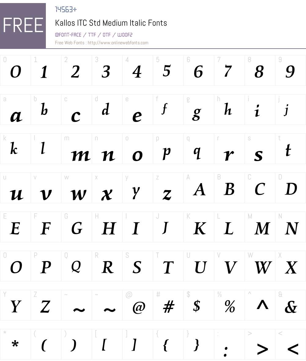 Kallos ITC Std Font Screenshots
