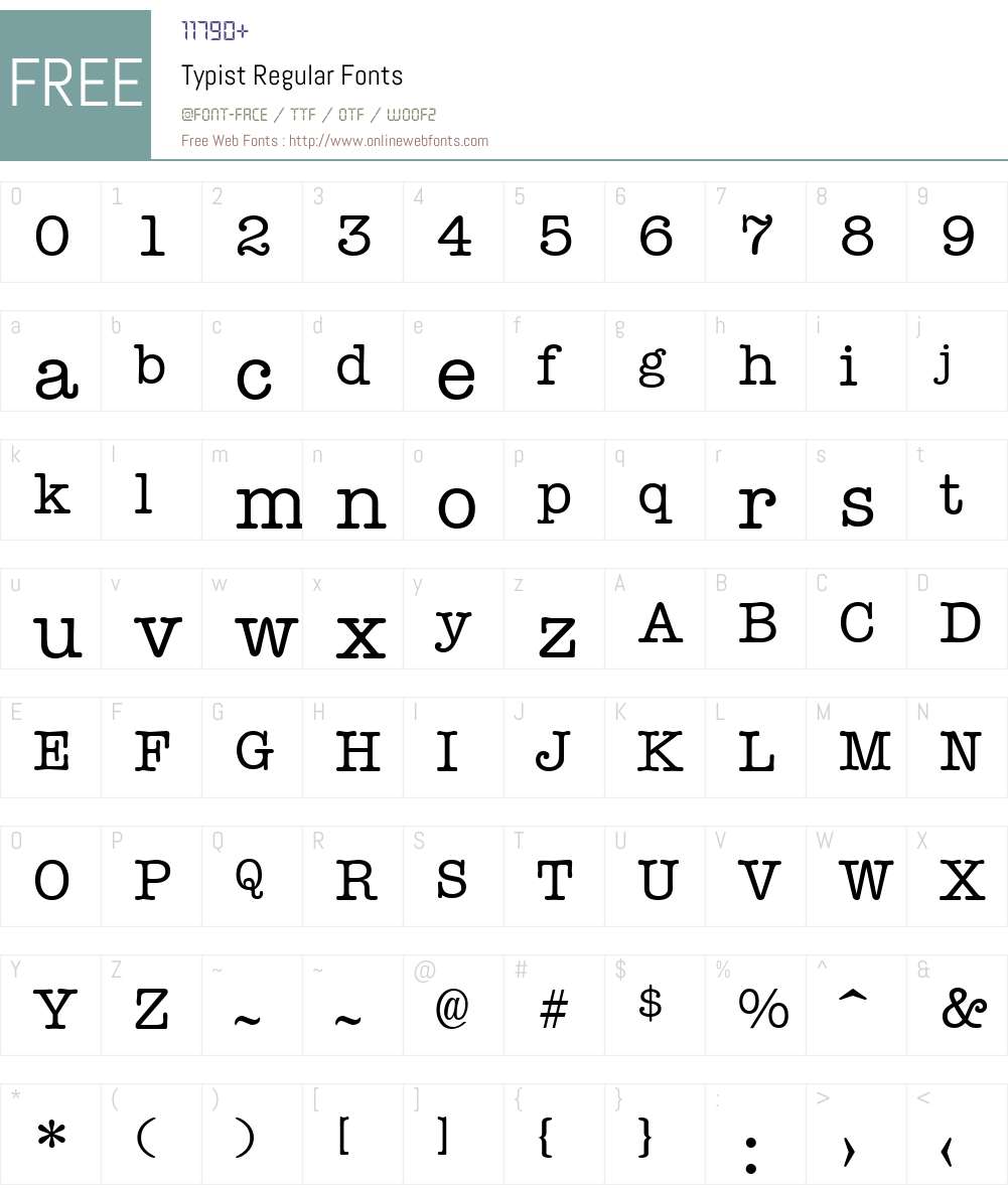 Typist Font Screenshots
