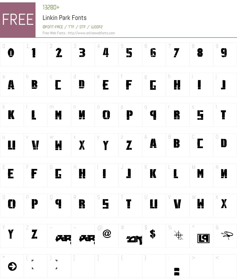 Linkin Park Font Screenshots